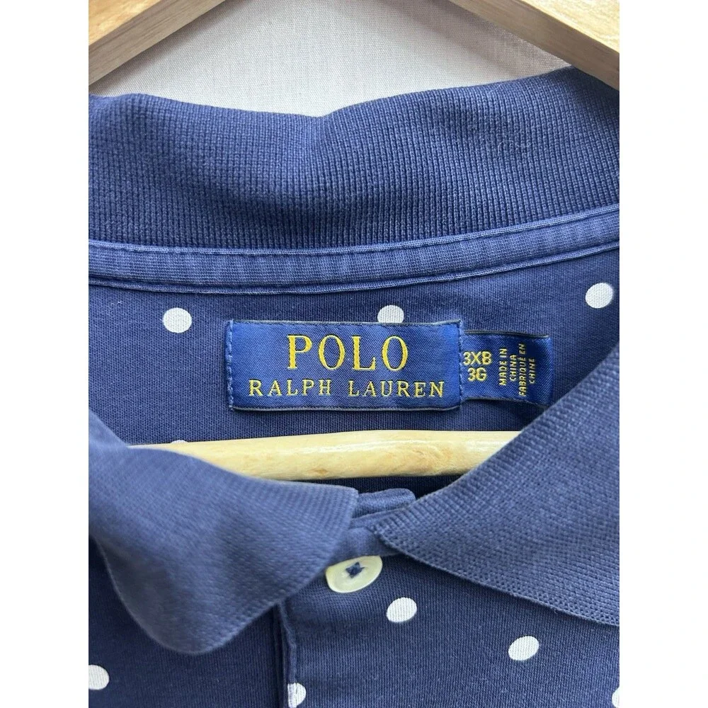 Polo Ralph Lauren Shirt Mens 3XB Blue Polka Dot Print Short Sleeve Casual Pony